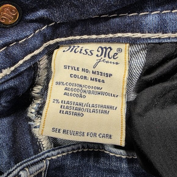 Miss Me Capri Jeans Womens 30 Blue Embroidered Floral Sequin Pockets M3315P - Picture 7 of 11